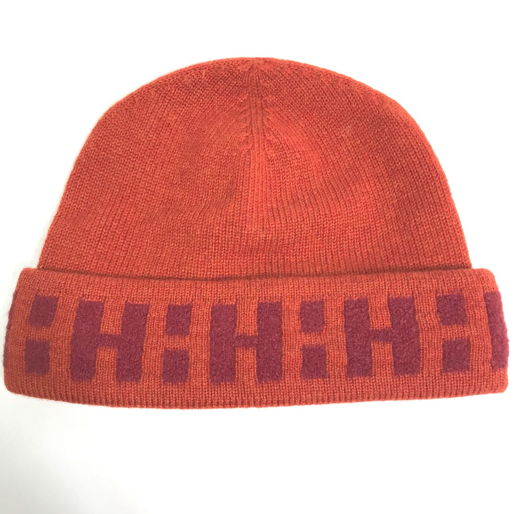 HERMES Knit hat Cashmere, Nylon, Polyester Orange Beanie knit cap Beanie unisex(Unisex) Used