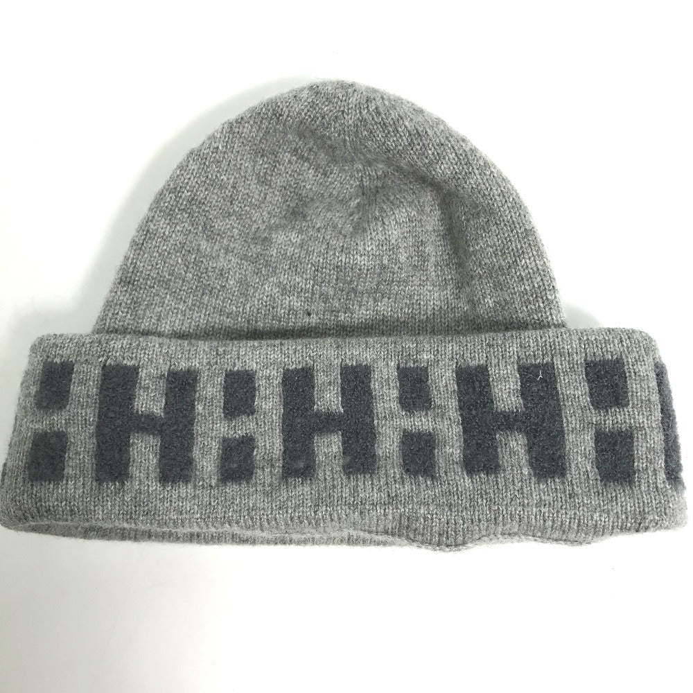 HERMES Knit hat Cashmere, Nylon, Polyester gray Beanie knit cap Beanie unisex(Unisex) Used