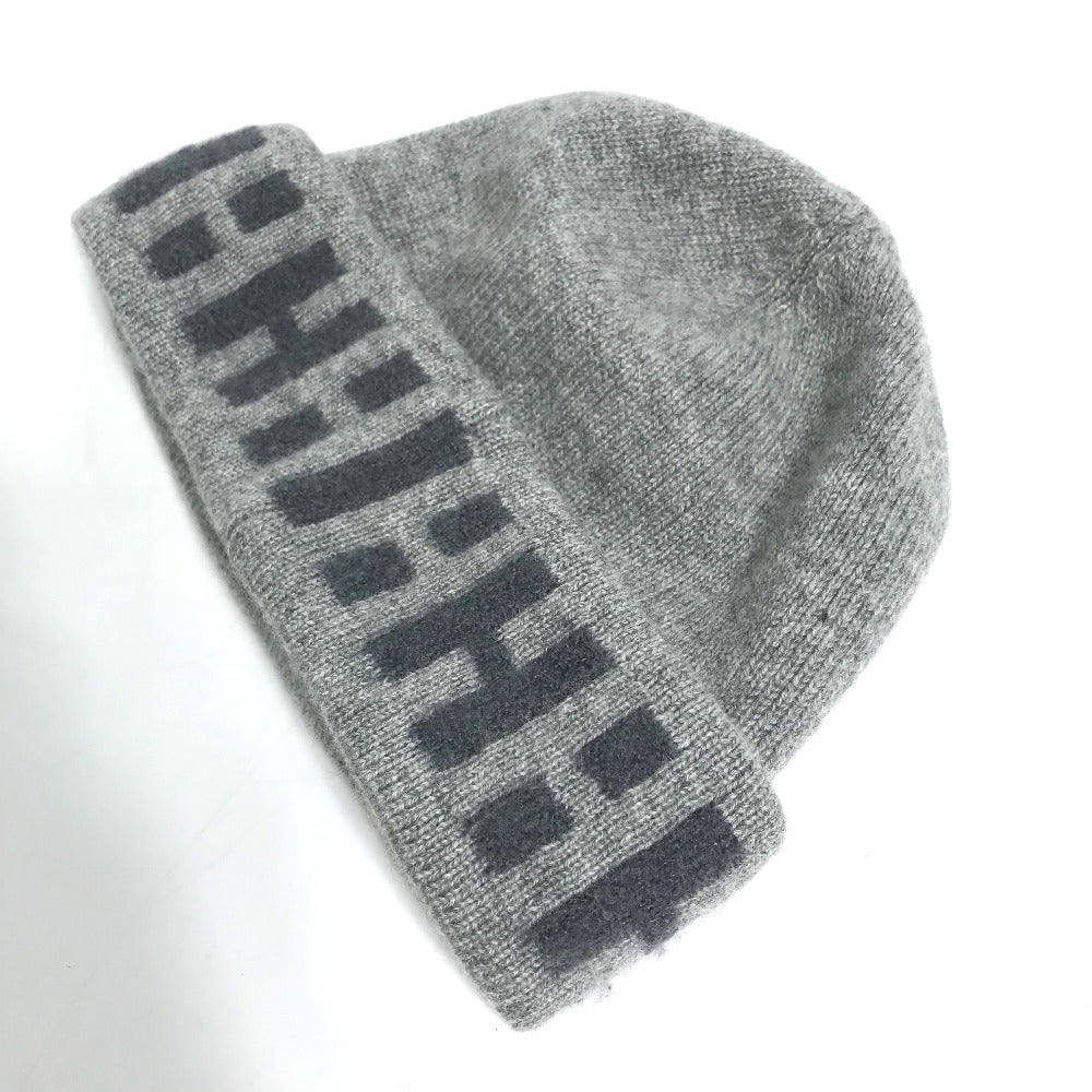 HERMES Knit hat Cashmere, Nylon, Polyester gray Beanie knit cap Beanie unisex(Unisex) Used