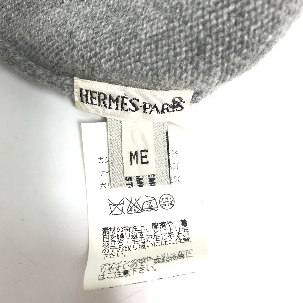 HERMES Knit hat Cashmere, Nylon, Polyester gray Beanie knit cap Beanie unisex(Unisex) Used