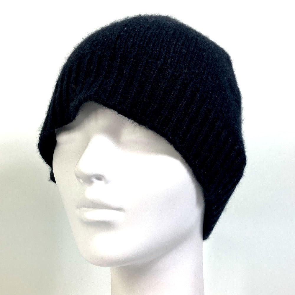 HERMES Knit hat cashmere black Beanie Beanie mens L Used