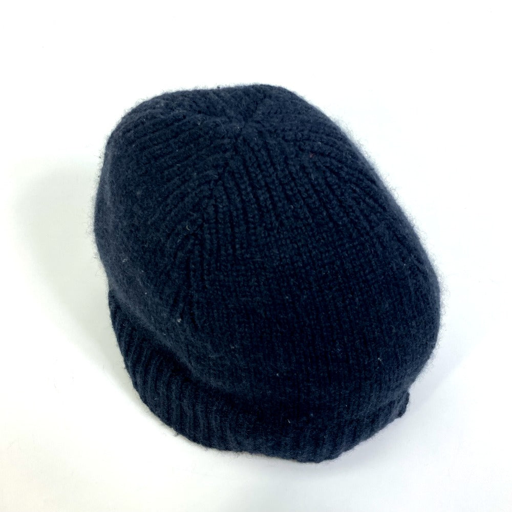 HERMES Knit hat cashmere black Beanie Beanie mens L Used
