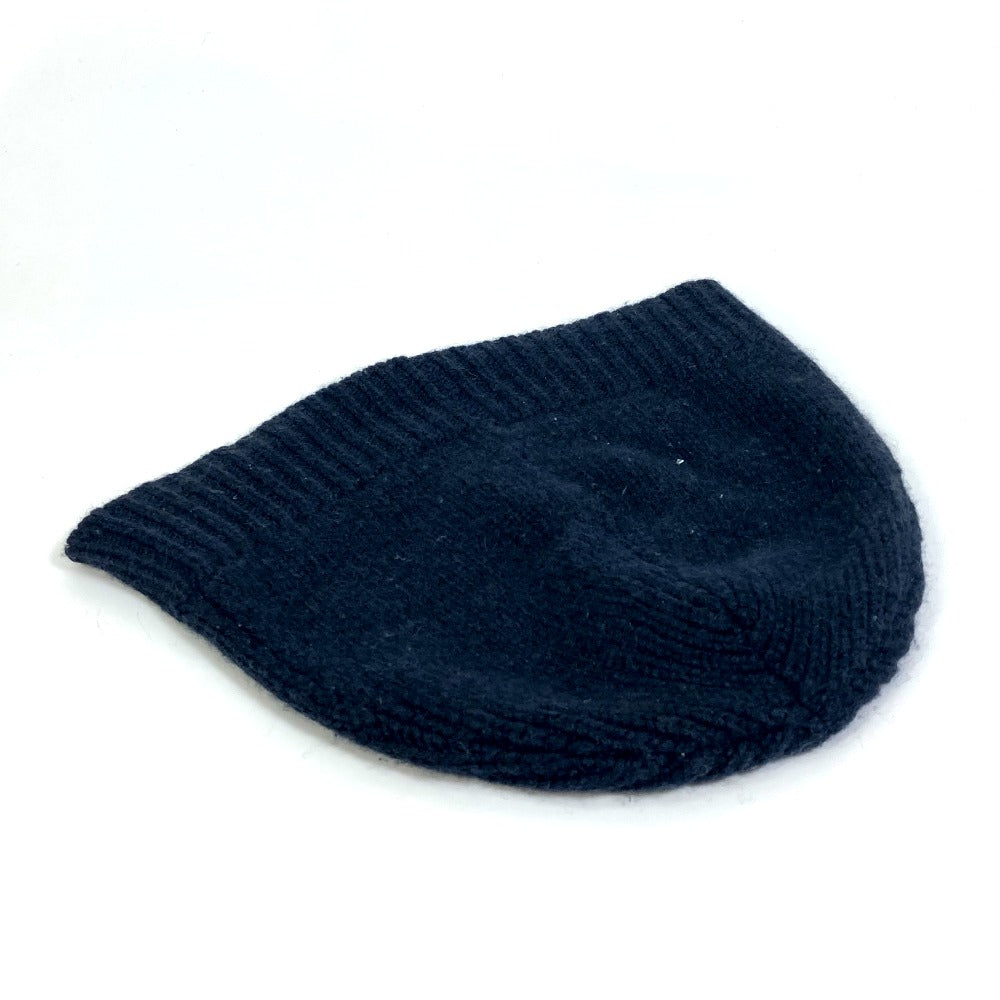 HERMES Knit hat cashmere black Beanie Beanie mens L Used