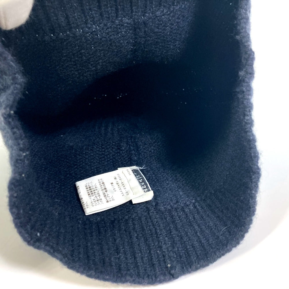HERMES Knit hat cashmere black Beanie Beanie mens L Used