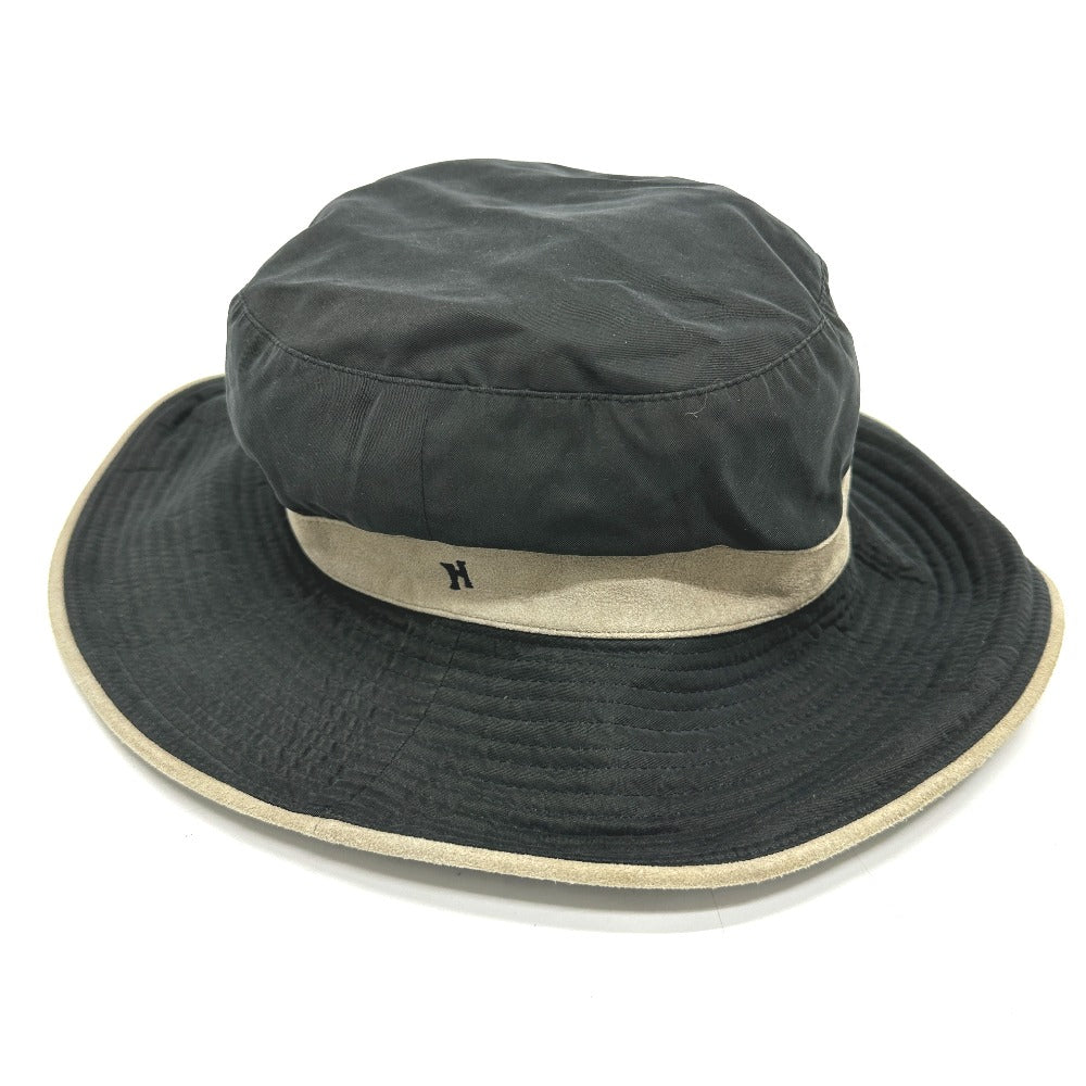 HERMES hat Nylon, suede gray H logo mens 57 Used