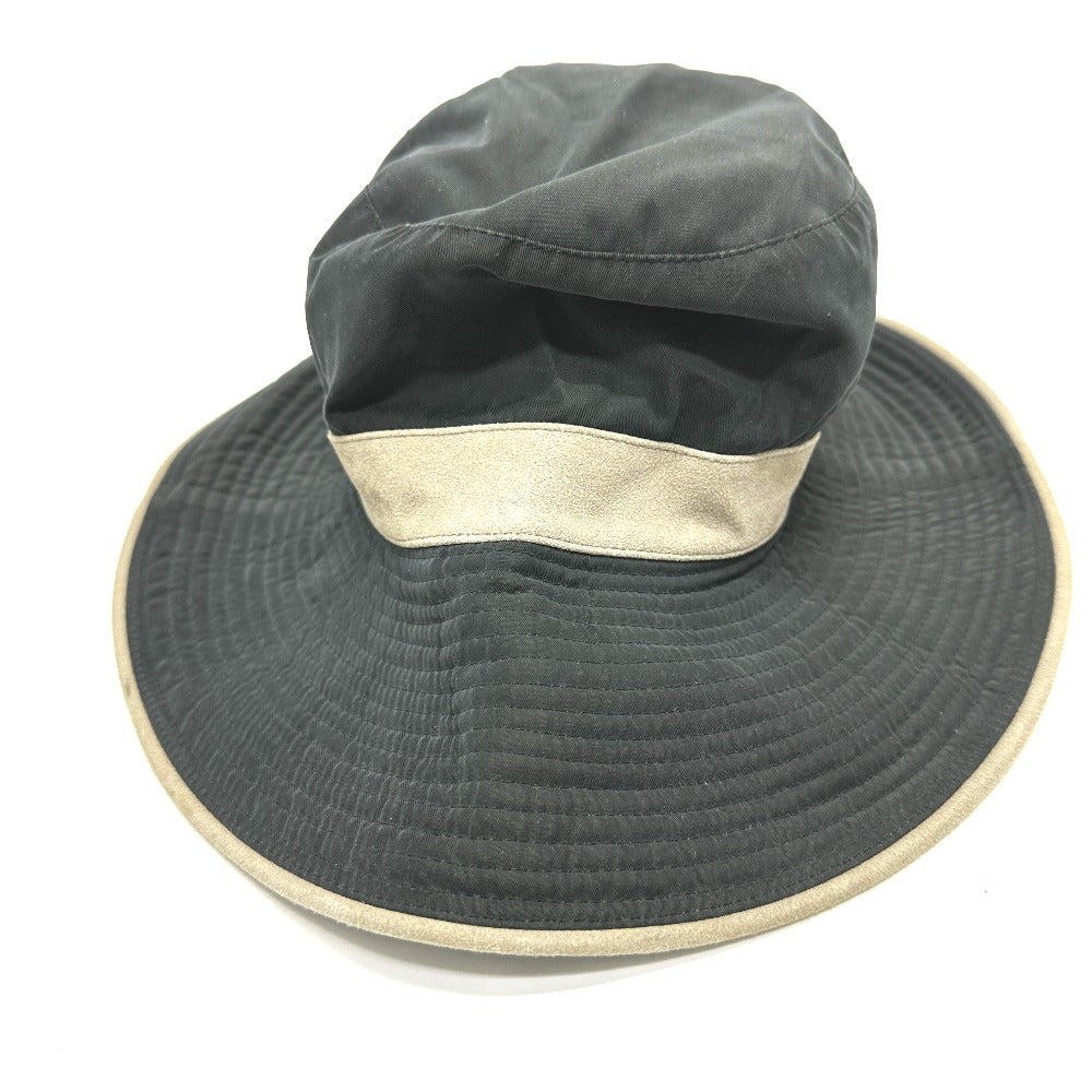 HERMES hat Nylon, suede gray H logo mens 57 Used