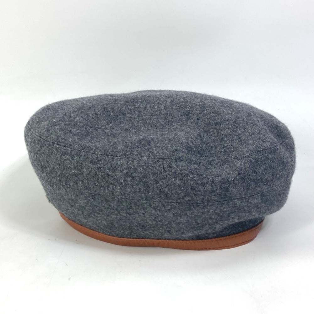HERMES beret cashmere gray Serie button Women 58 Used