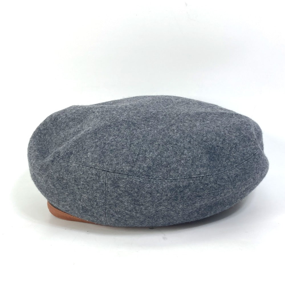 HERMES beret cashmere gray Serie button Women 58 Used