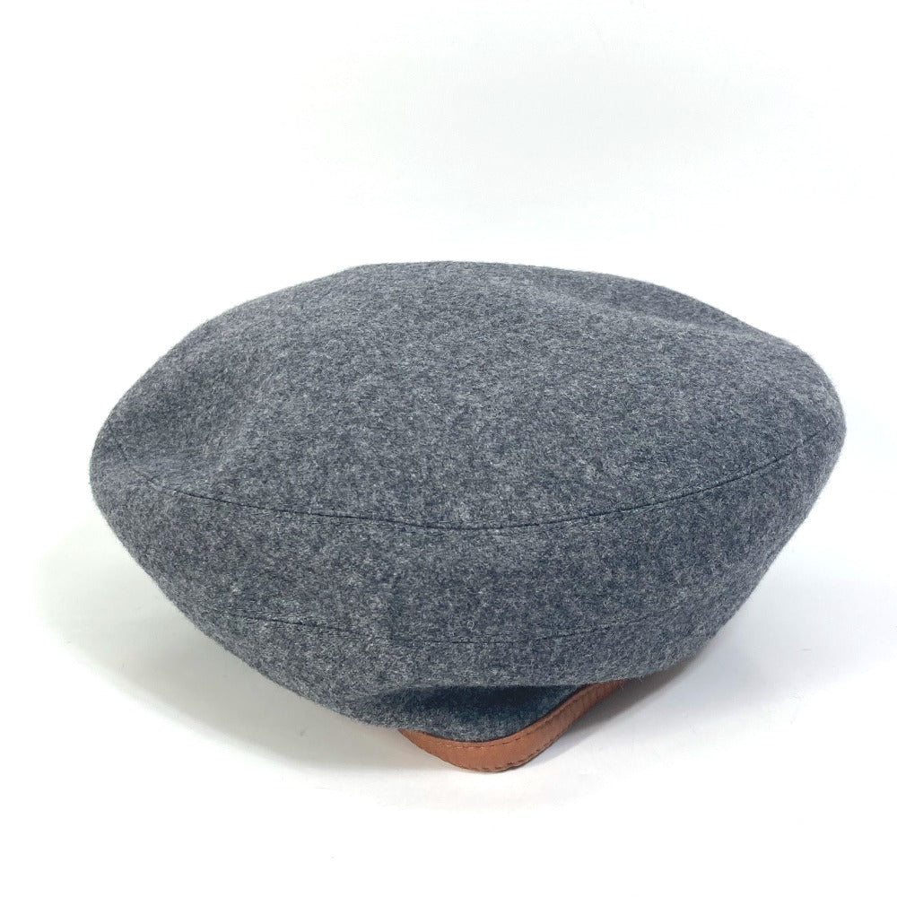 HERMES beret cashmere gray Serie button Women 58 Used