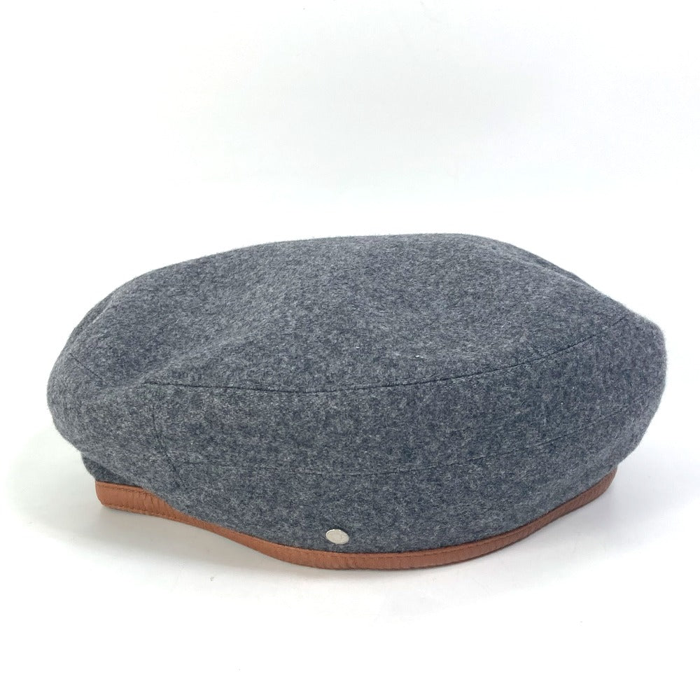 HERMES beret cashmere gray Serie button Women 58 Used