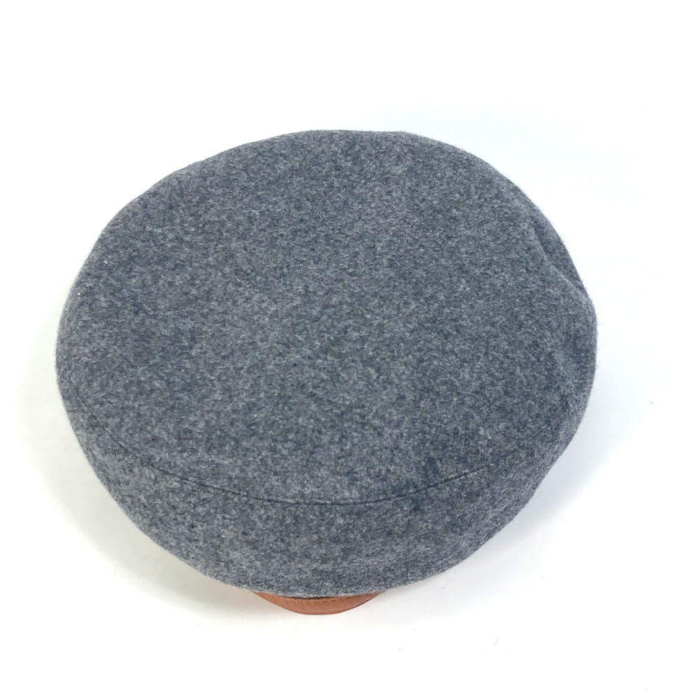 HERMES beret cashmere gray Serie button Women 58 Used