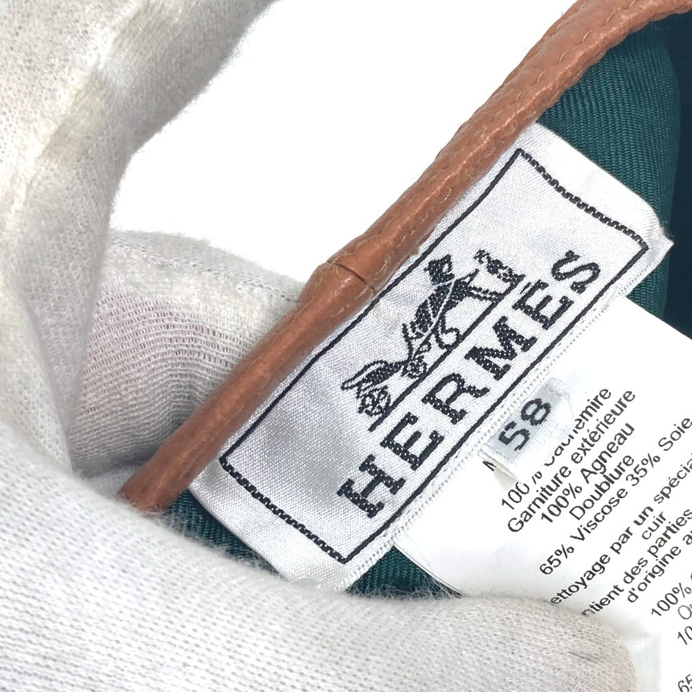 HERMES beret cashmere gray Serie button Women 58 Used