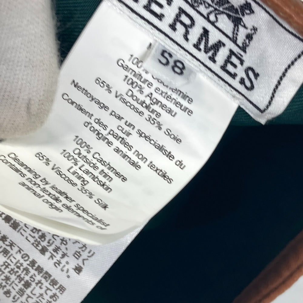 HERMES beret cashmere gray Serie button Women 58 Used