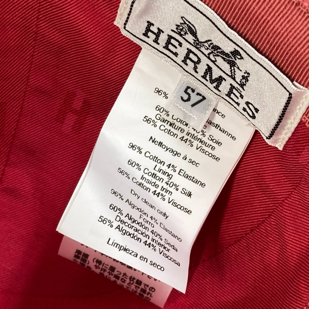 HERMES cap Cotton, Polyurethane Red logo Cap Davis H Primavera Women 57 Used