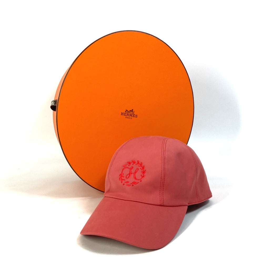 HERMES cap Cotton, Polyurethane Red logo Cap Davis H Primavera Women 57 Used