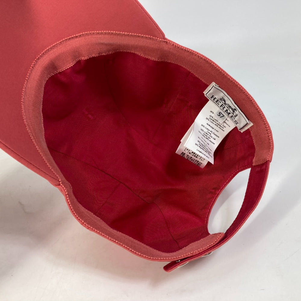 HERMES cap Cotton, Polyurethane Red logo Cap Davis H Primavera Women 57 Used