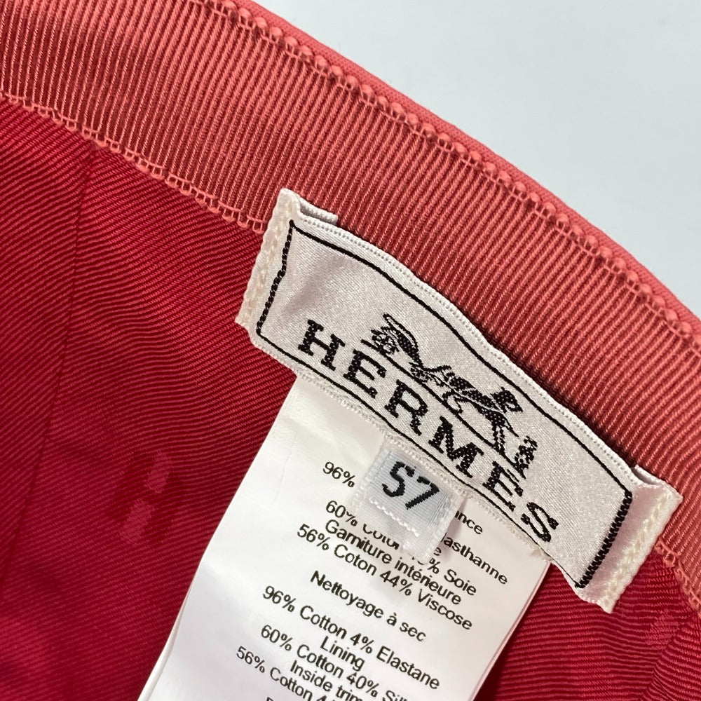 HERMES cap Cotton, Polyurethane Red logo Cap Davis H Primavera Women 57 Used