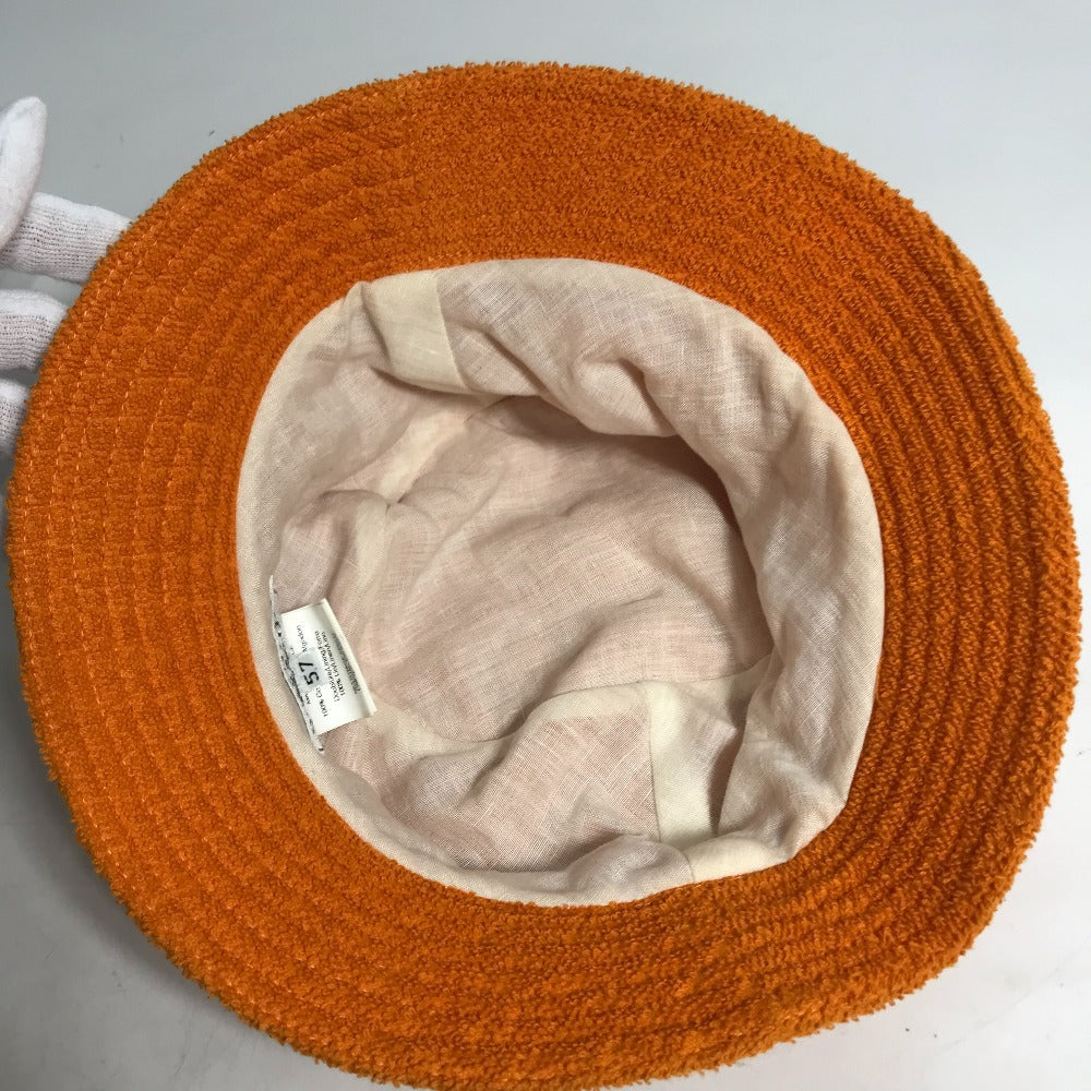 HERMES hat cotton Orange pile H logo Women 58 Used