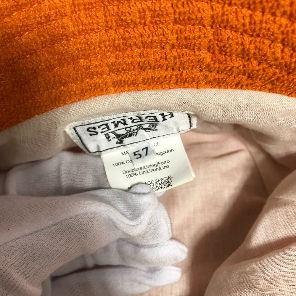 HERMES hat cotton Orange pile H logo Women 58 Used