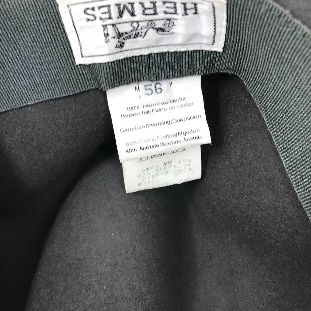 HERMES hat , Beaver Gray type Hat hat hat mens 56 Used