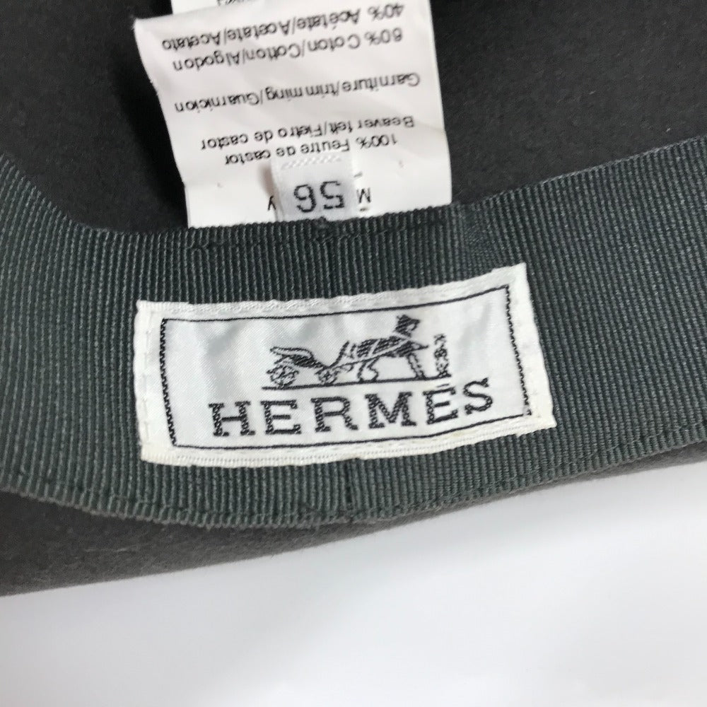 HERMES hat , Beaver Gray type Hat hat hat mens 56 Used