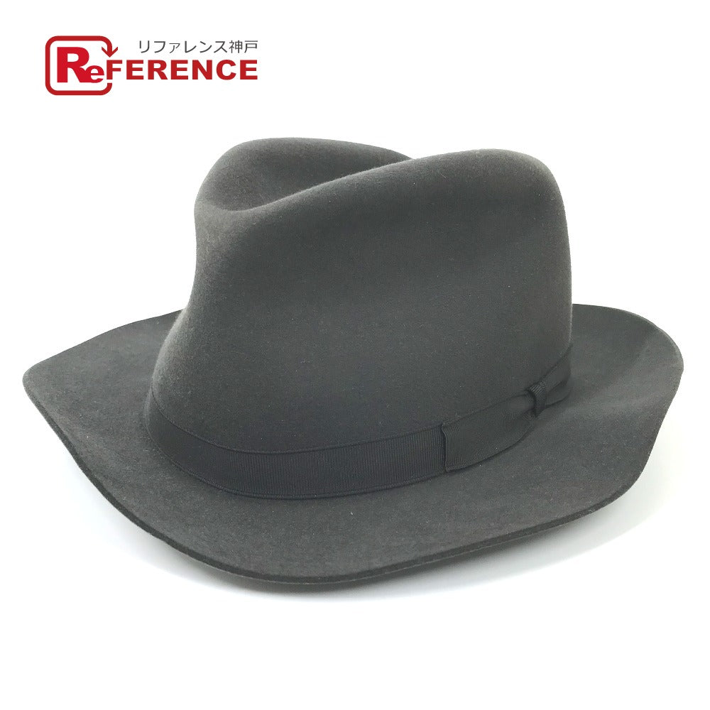 HERMES hat , Beaver Gray type Hat hat hat mens 56 Used