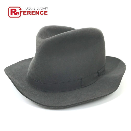 HERMES hat , Beaver Gray type Hat hat hat mens 56 Used