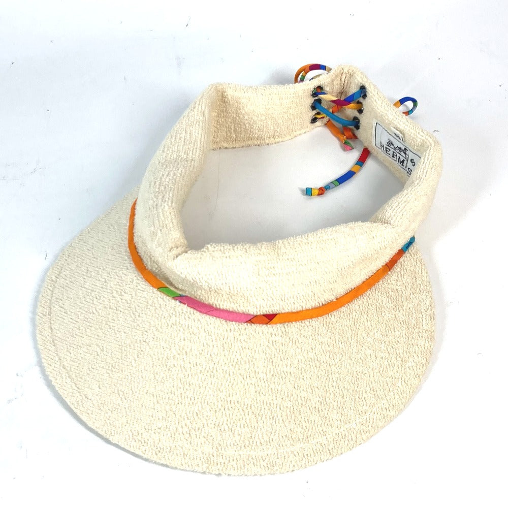 HERMES Sun visor cotton Ivorytype pile Women 56 Used