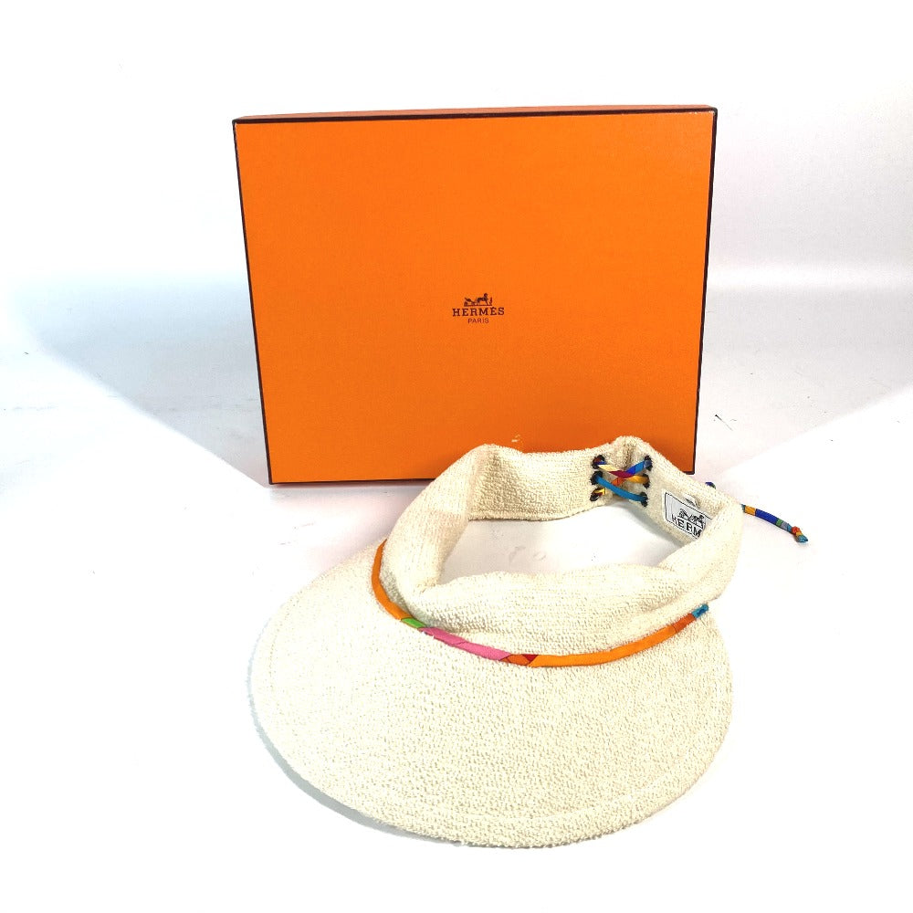 HERMES Sun visor cotton Ivorytype pile Women 56 Used