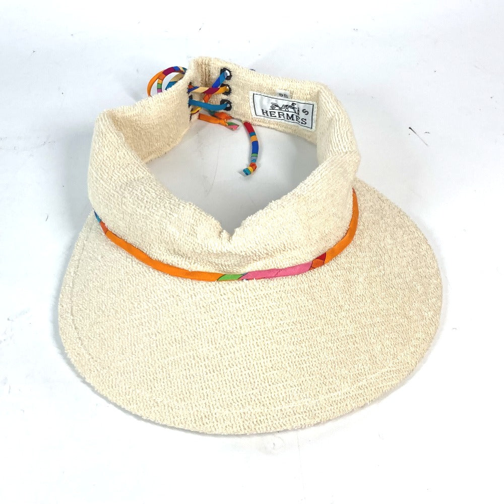 HERMES Sun visor cotton Ivorytype pile Women 56 Used