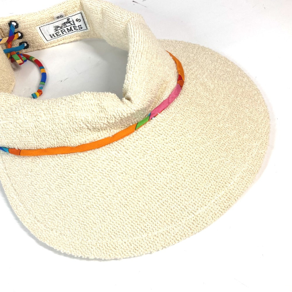 HERMES Sun visor cotton Ivorytype pile Women 56 Used