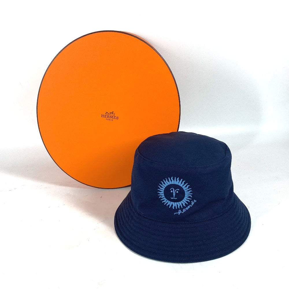 HERMES hat Cotton, Silk Navy Jean Sunshine Cotton 57