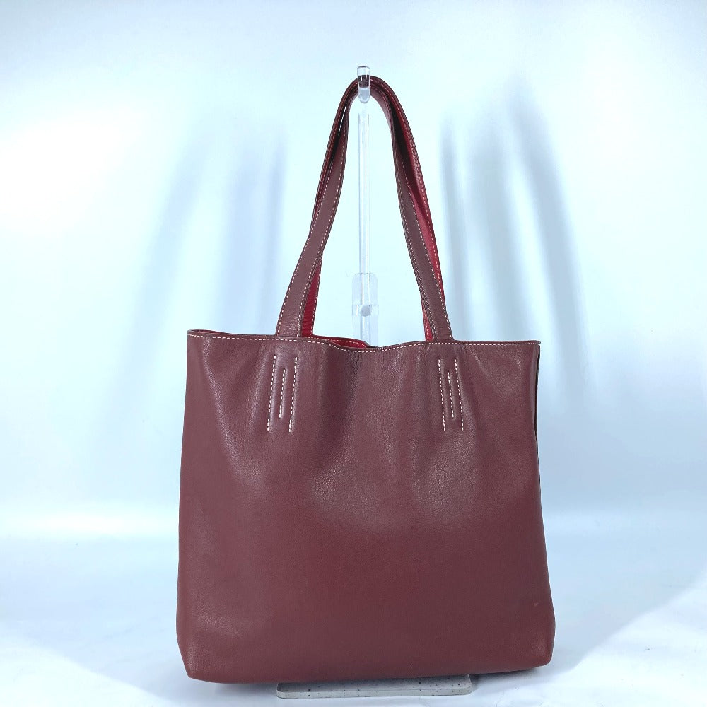 HERMES Tote Bag leather Red type Shoulder Bag Doble Sense 28