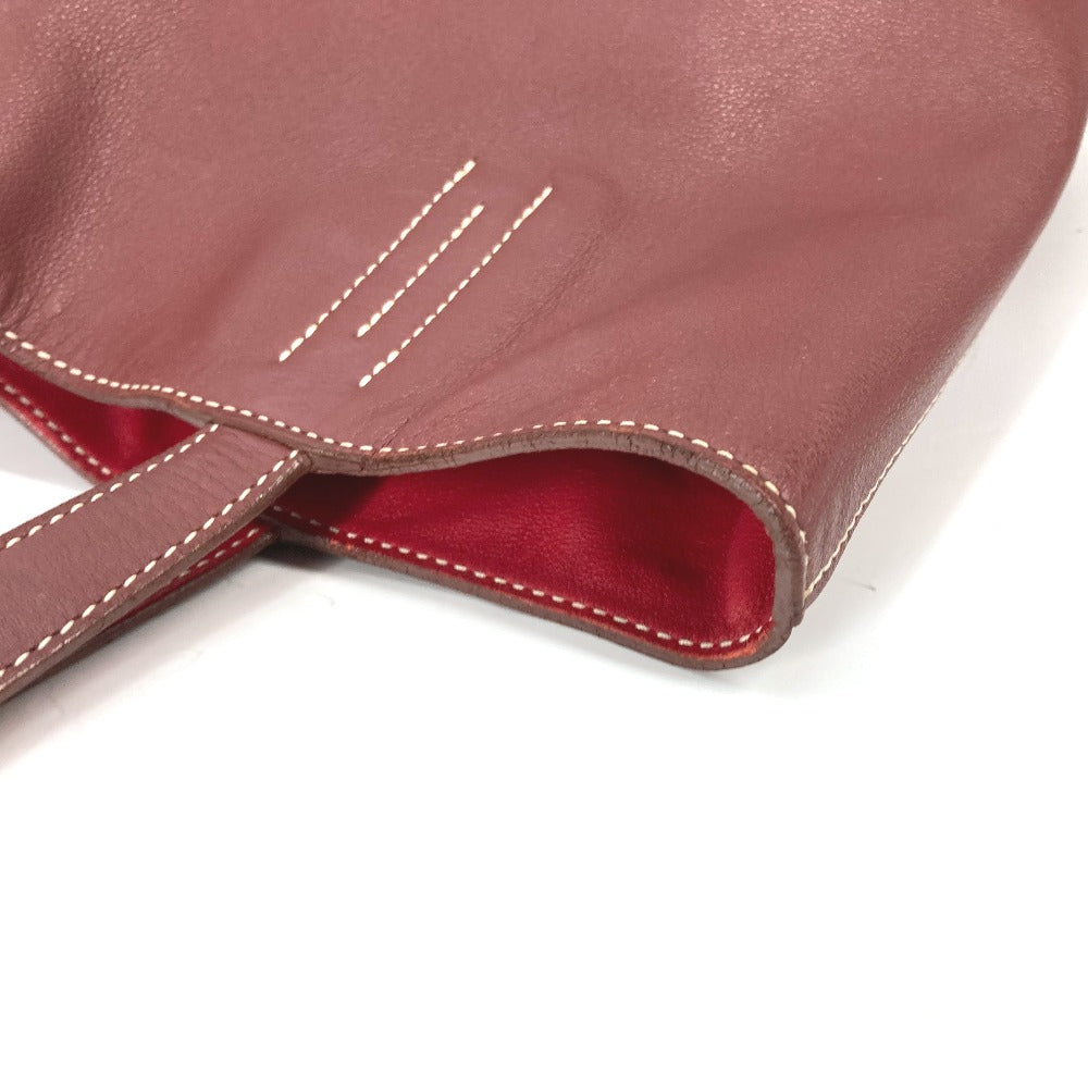 HERMES Tote Bag leather Red type Shoulder Bag Doble Sense 28