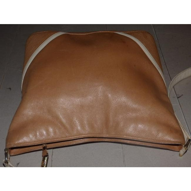 Gucci Vintage Camel Leather With Ivory Accents Satchel
