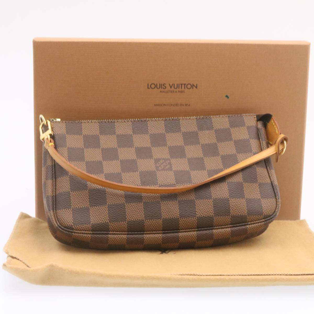 LOUIS VUITTON Damier Ebene Pochette 100th Accessoires Pouch N41206 Auth 25208A