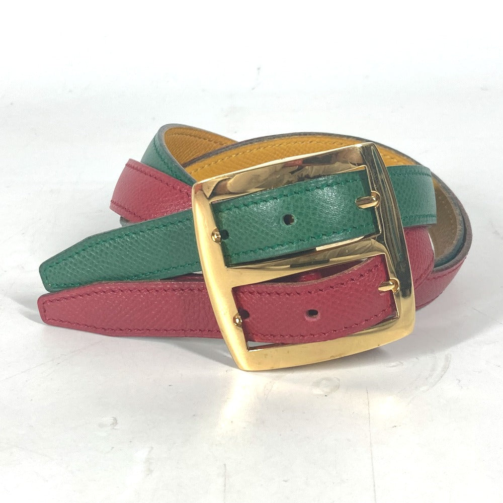 HERMES belt leather Red vintage Double Women 65 Used