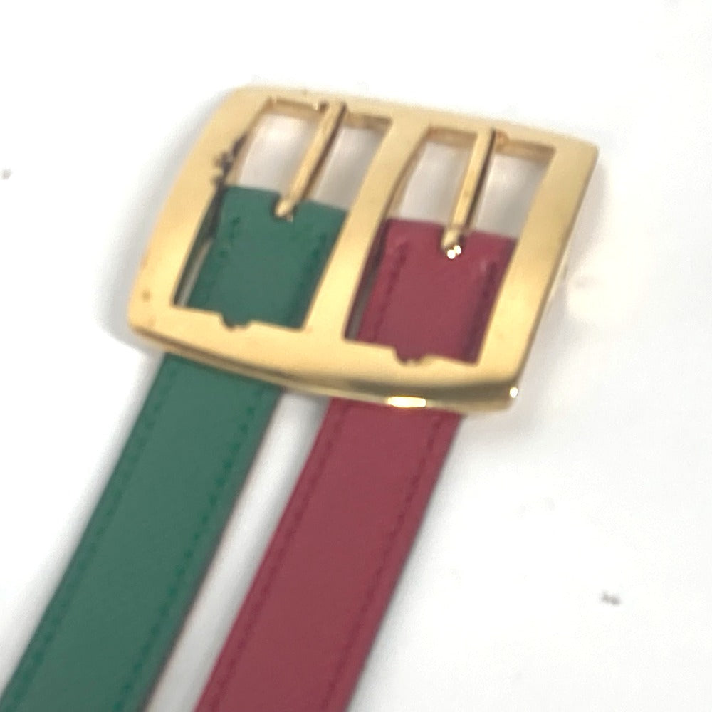 HERMES belt leather Red vintage Double Women 65 Used