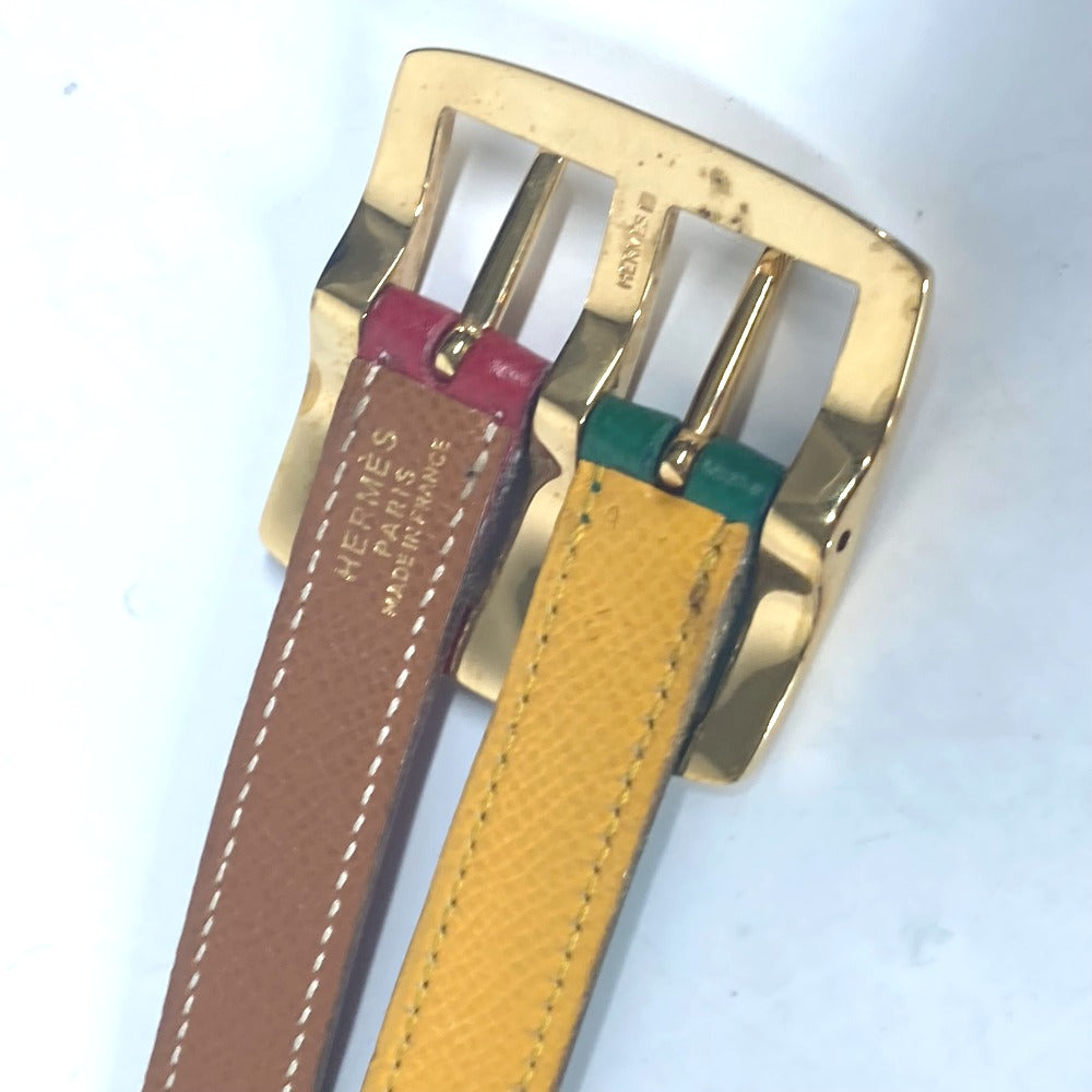 HERMES belt leather Red vintage Double Women 65 Used
