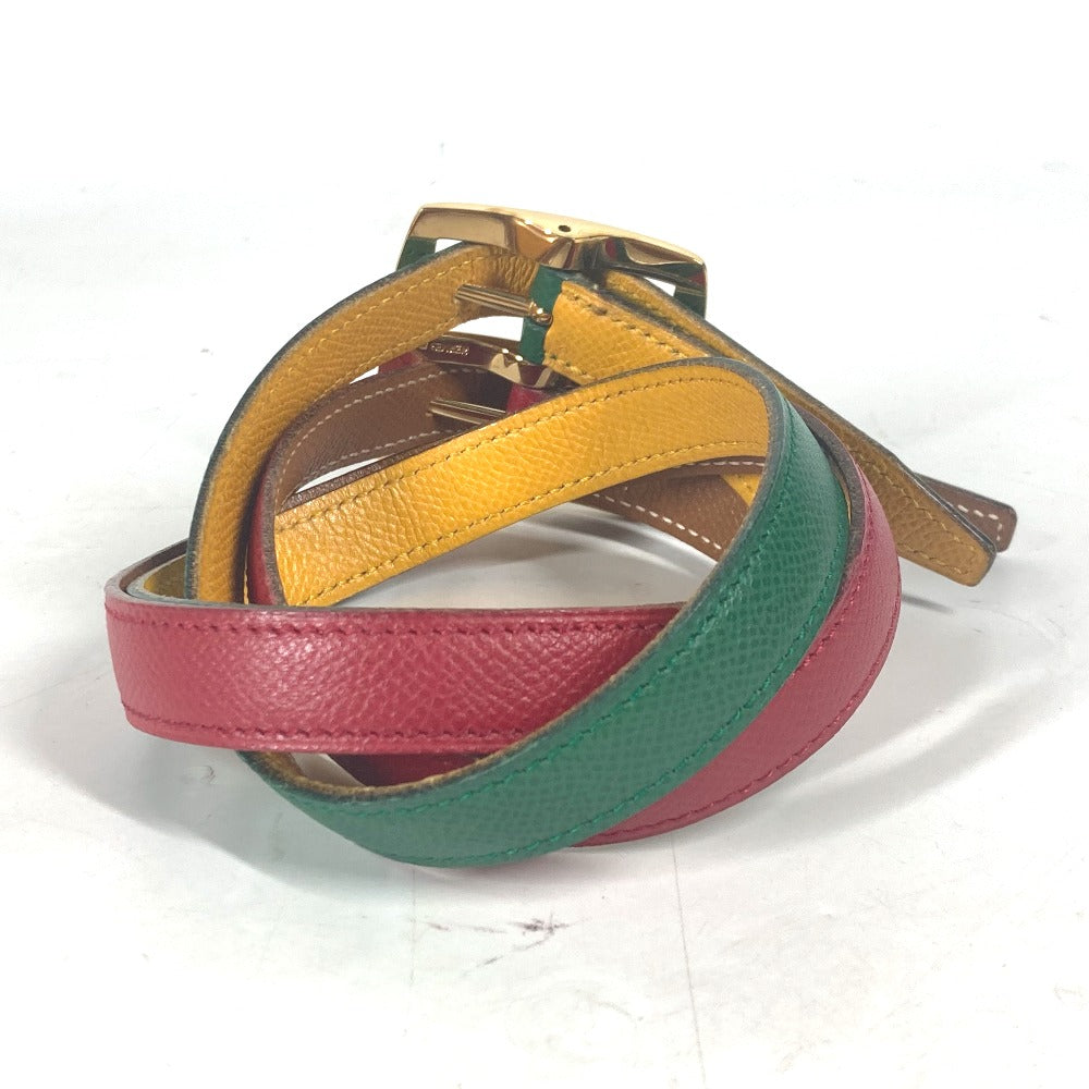 HERMES belt leather Red vintage Double Women 65 Used