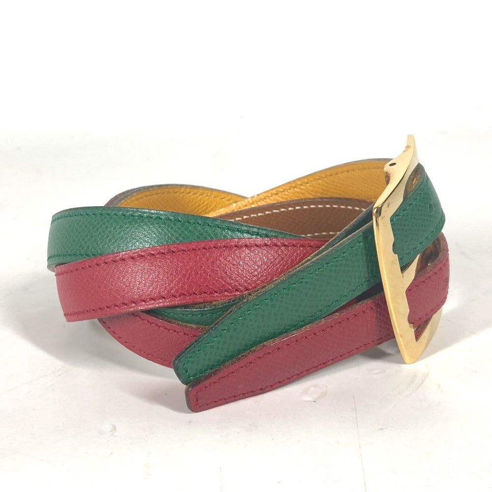 HERMES belt leather Red vintage Double Women 65 Used