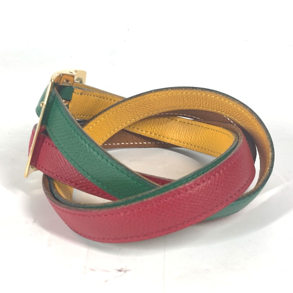 HERMES belt leather Red vintage Double Women 65 Used