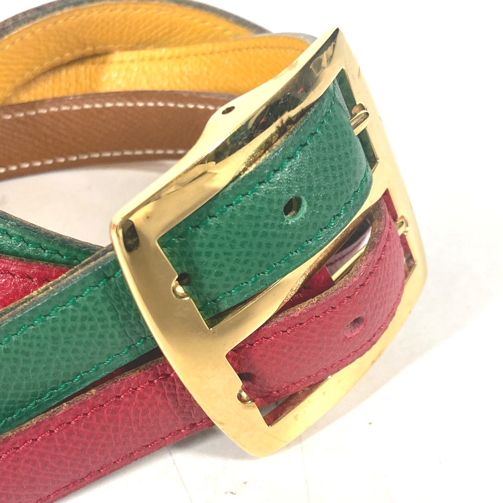 HERMES belt leather Red vintage Double Women 65 Used