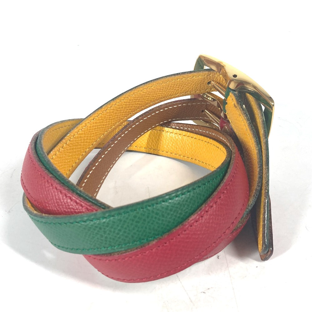 HERMES belt leather Red vintage Double Women 65 Used