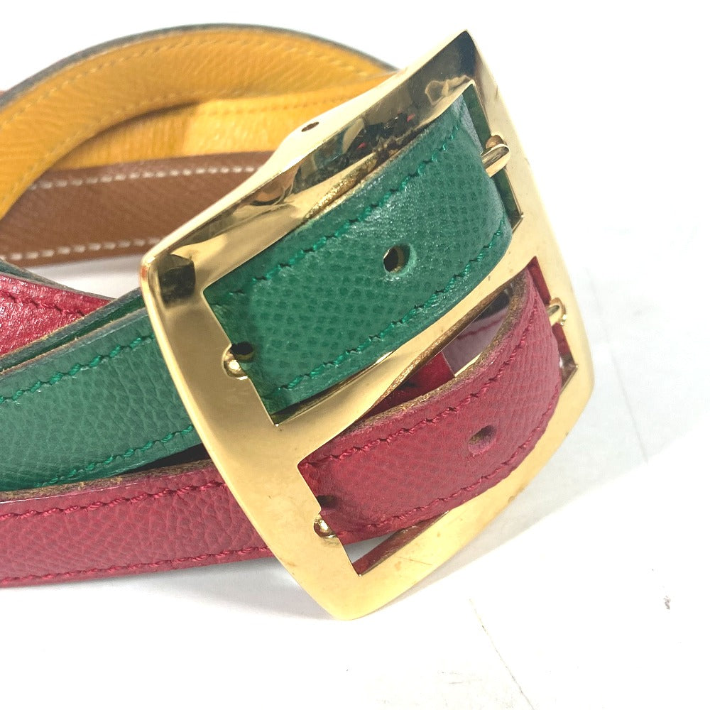 HERMES belt leather Red vintage Double Women 65 Used