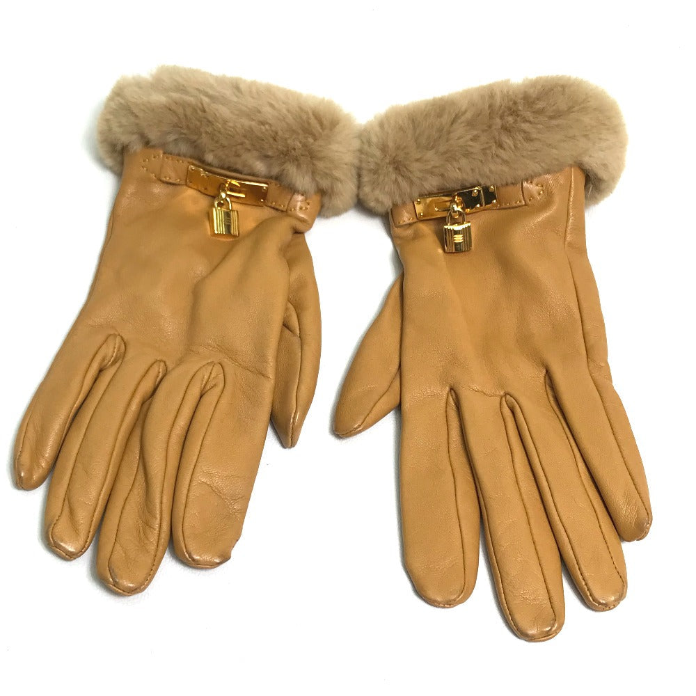 HERMES Glove leather Beige type Cadena Charm Princess 6.5