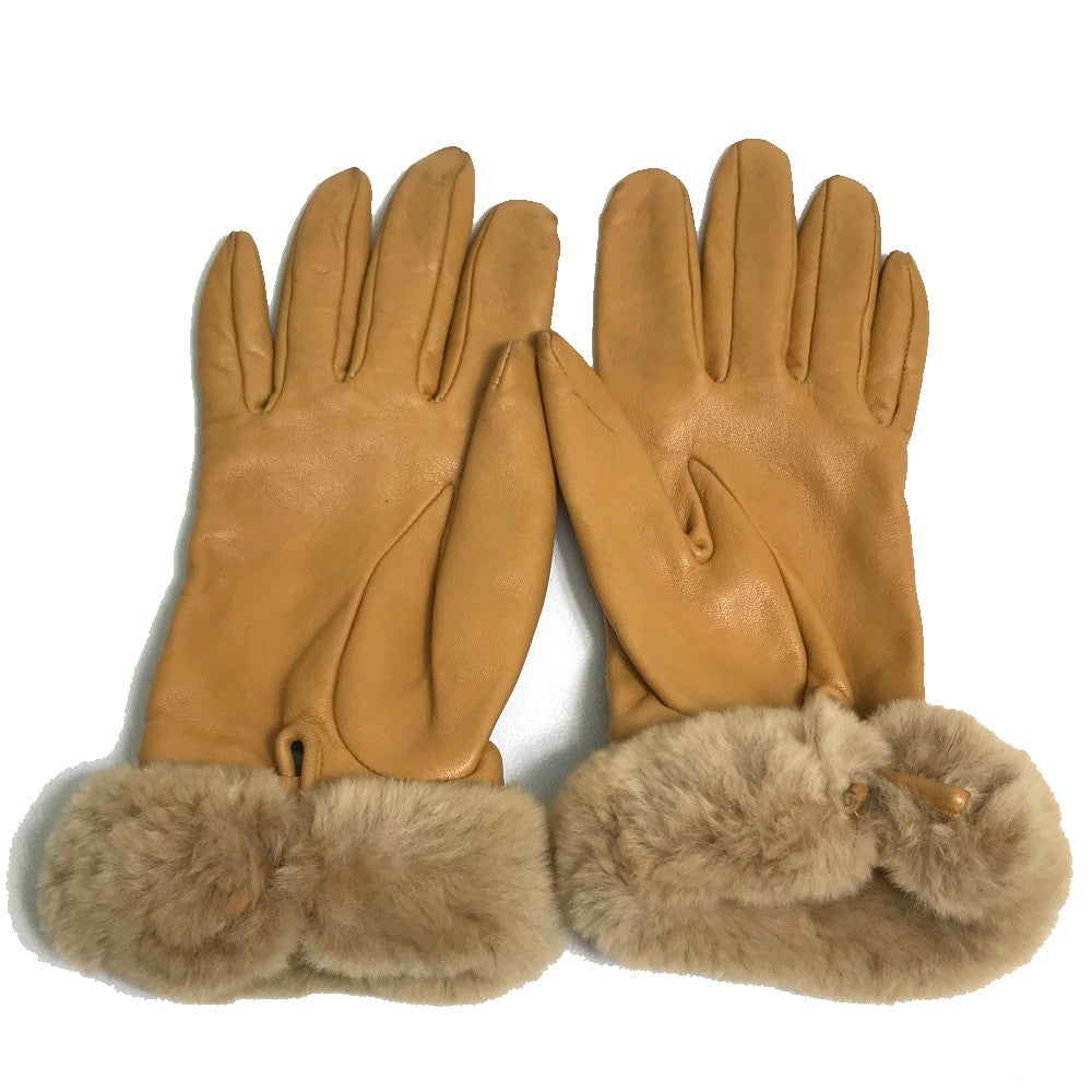 HERMES Glove leather Beige type Cadena Charm Princess 6.5