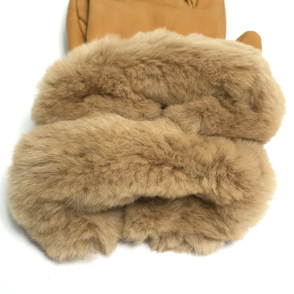 HERMES Glove leather Beige type Cadena Charm Princess 6.5