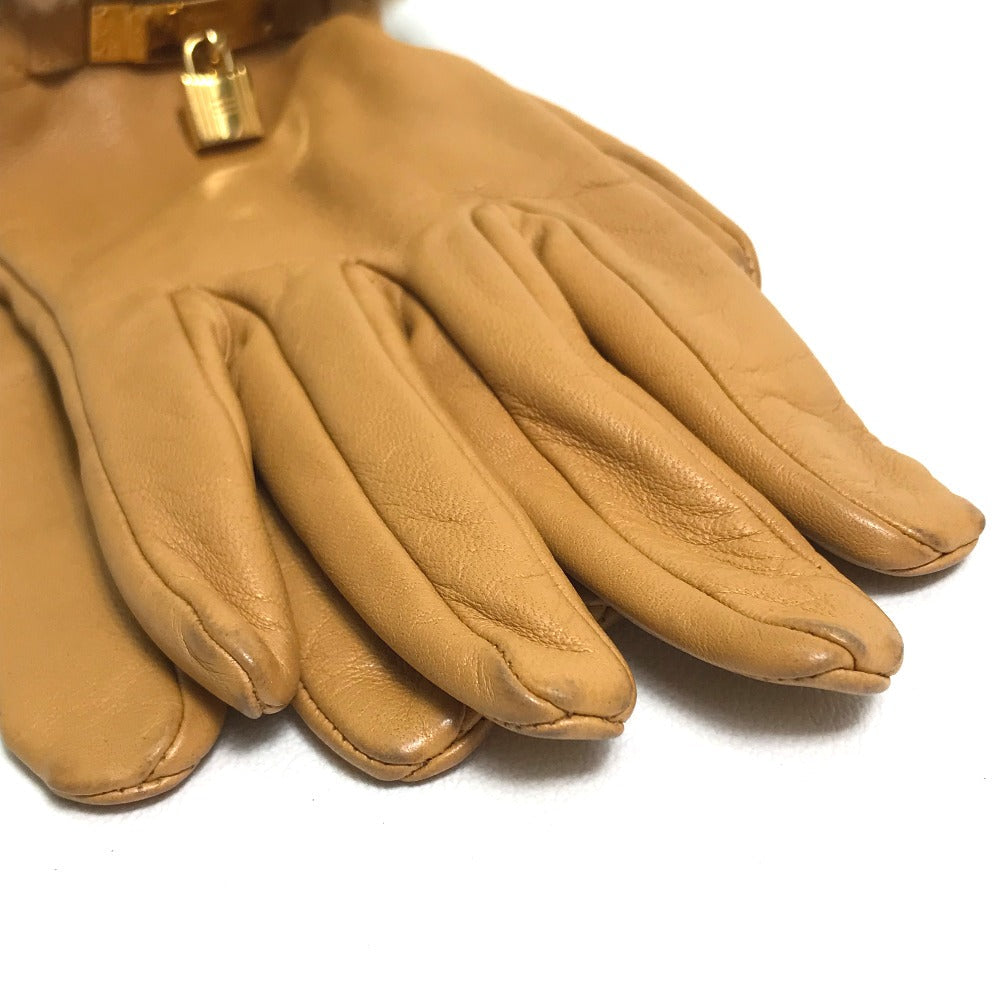 HERMES Glove leather Beige type Cadena Charm Princess 6.5