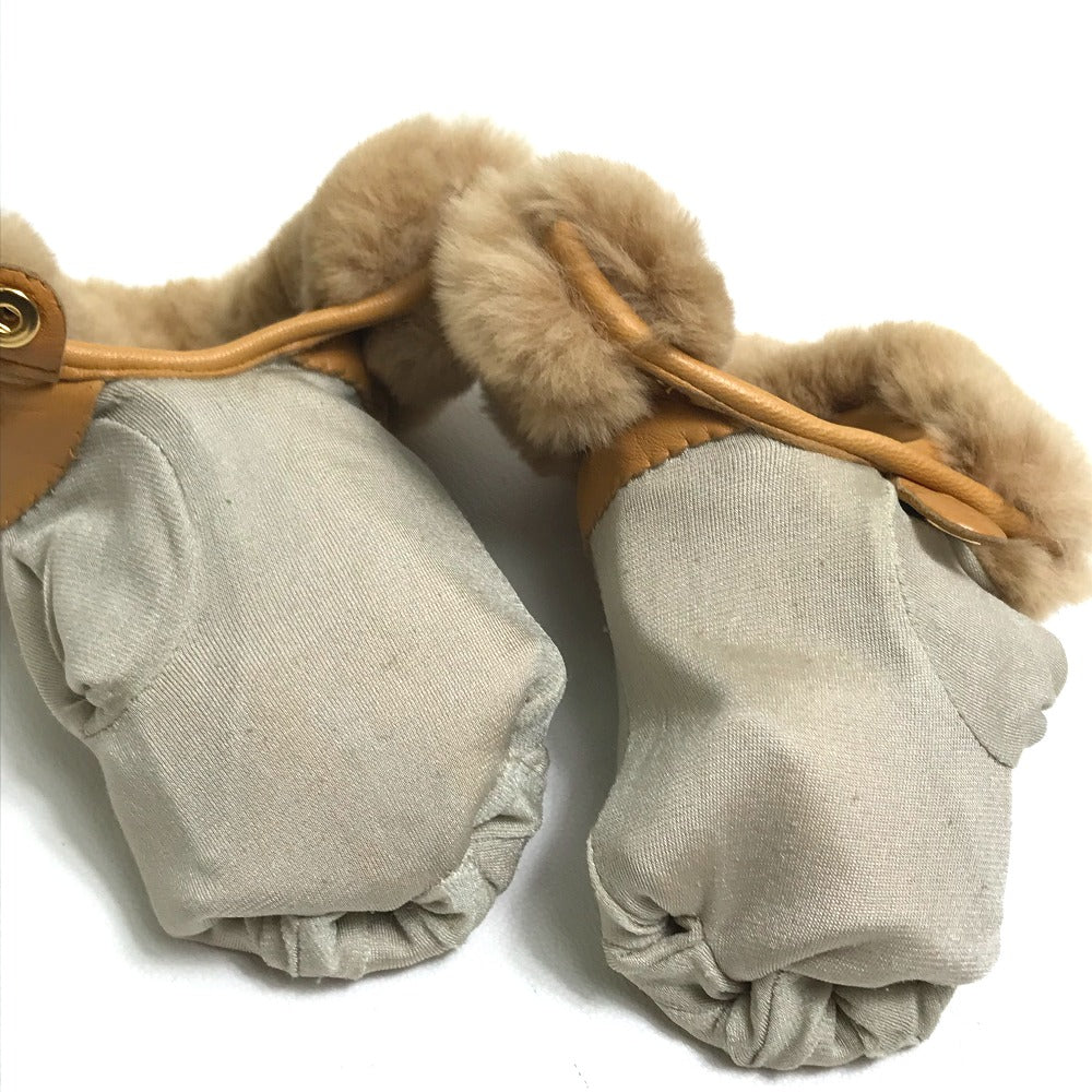 HERMES Glove leather Beige type Cadena Charm Princess 6.5